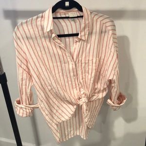 NWOT Red and White Striped Button Up